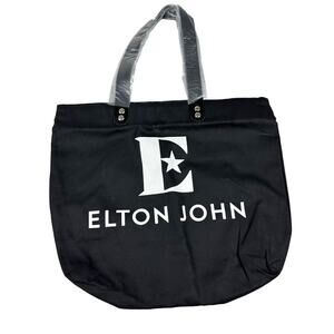 Elton John Tote Bag Unisex Large Black‎ New Canvas Logo Concert Merch Bag